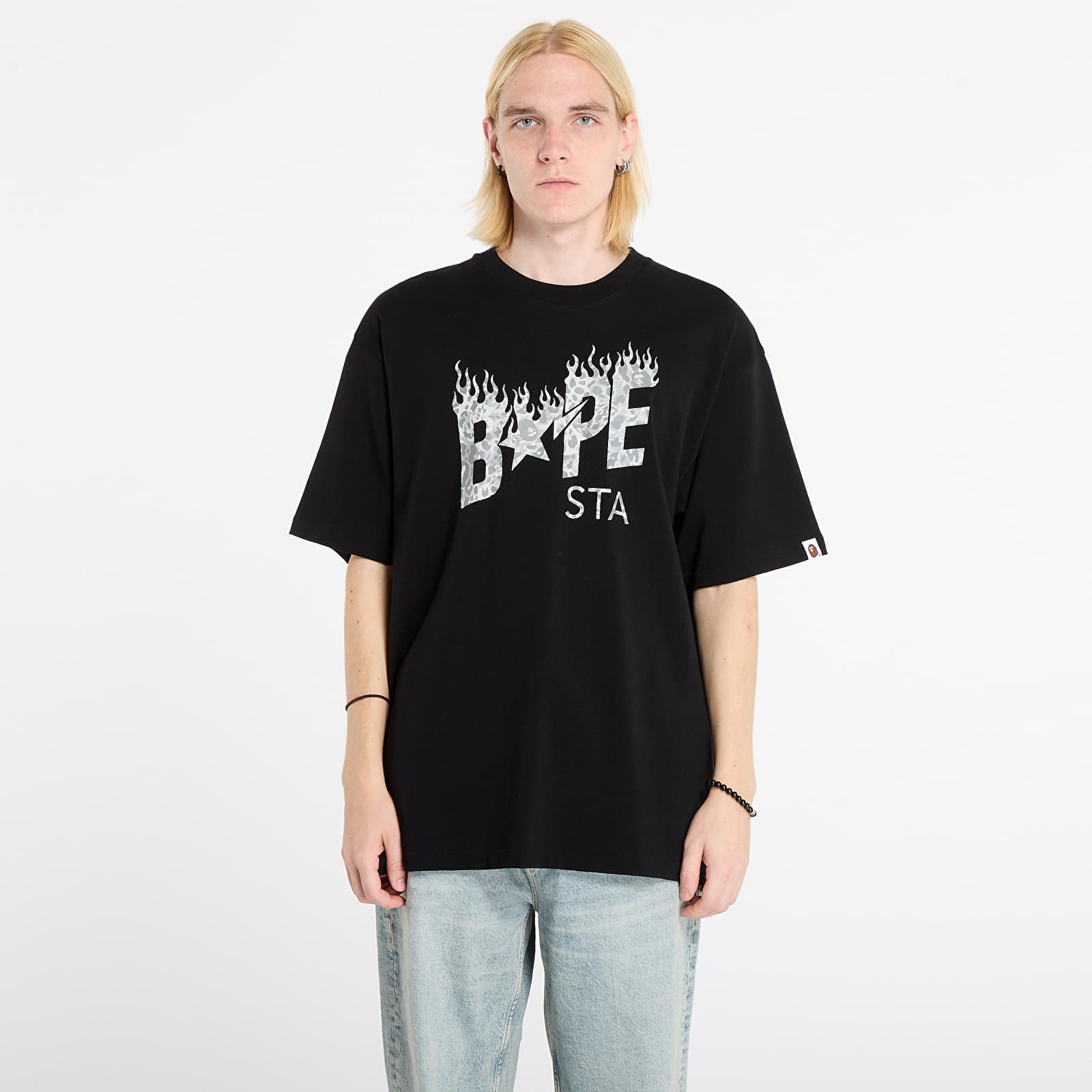 Tricou A BATHING APE Wild Leopard Pattern Bape Sta Logo Relaxed Fit Tee Black L