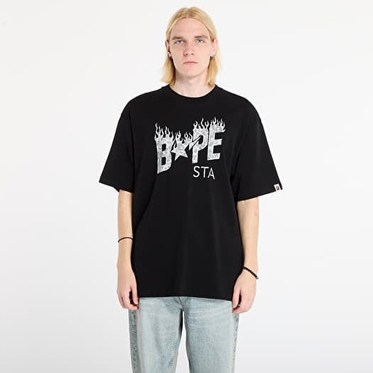 T-shirt A BATHING APE Wild Leopard Pattern Bape Sta Logo Relaxed Fit Tee Black