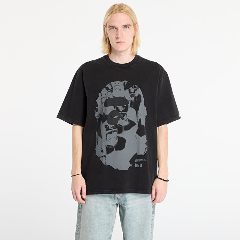 A BATHING APE Ape Head Heavy Washed Relaxed Fit Tee Black