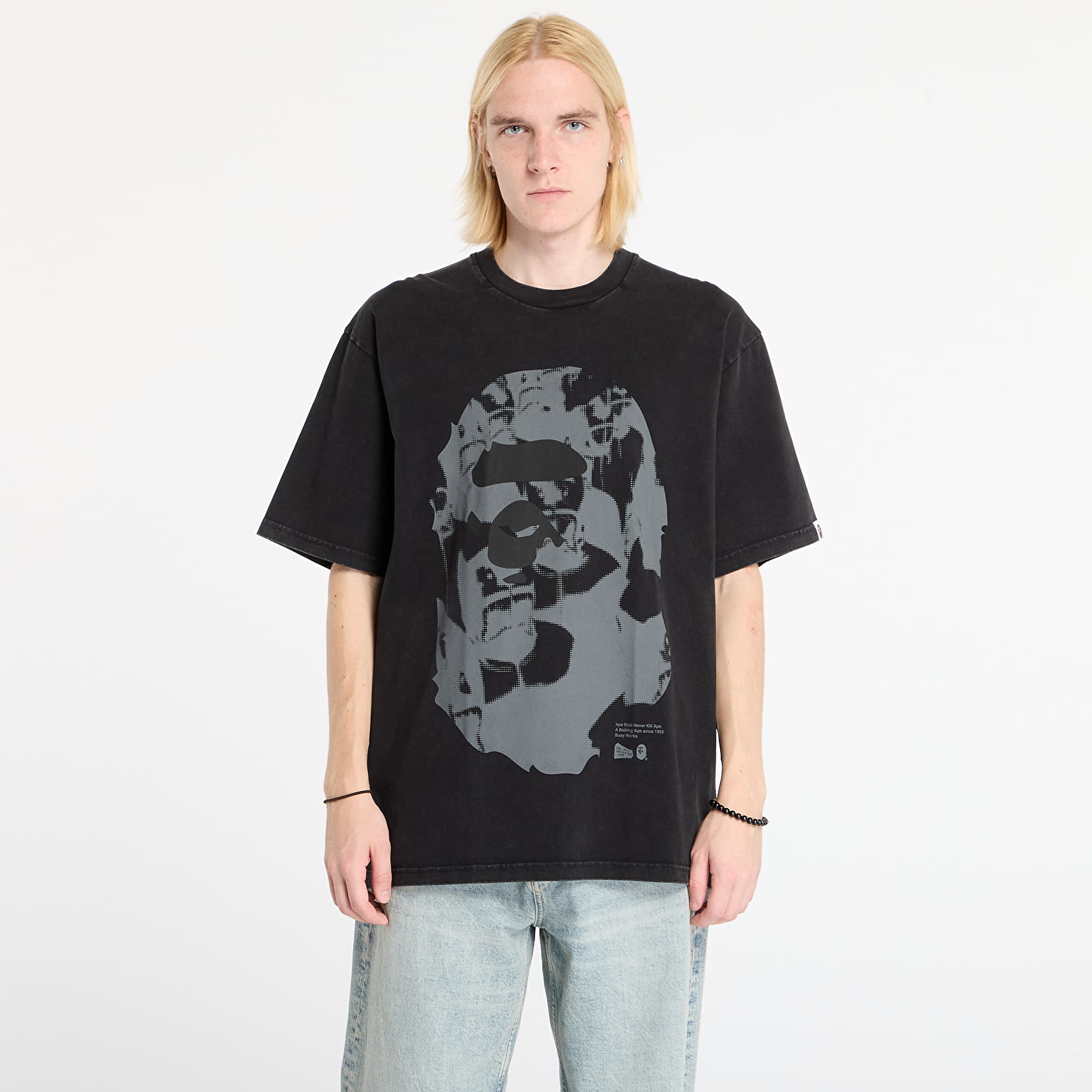 T-shirts A BATHING APE Ape Head Heavy Washed Relaxed Fit Tee Black