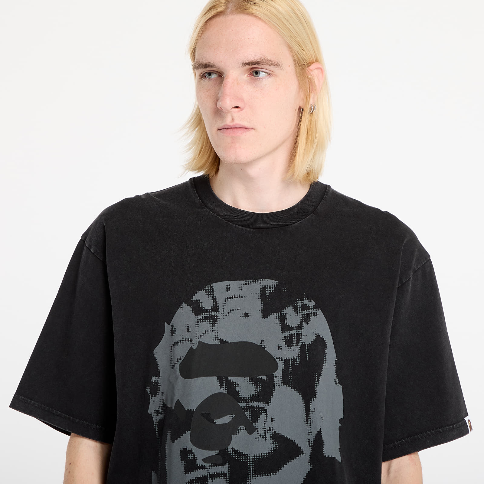 T-shirts A BATHING APE Ape Head Heavy Washed Relaxed Fit Tee Black