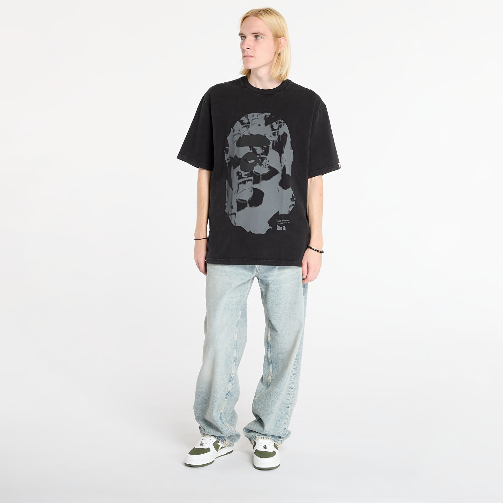 T-shirts A BATHING APE Ape Head Heavy Washed Relaxed Fit Tee Black