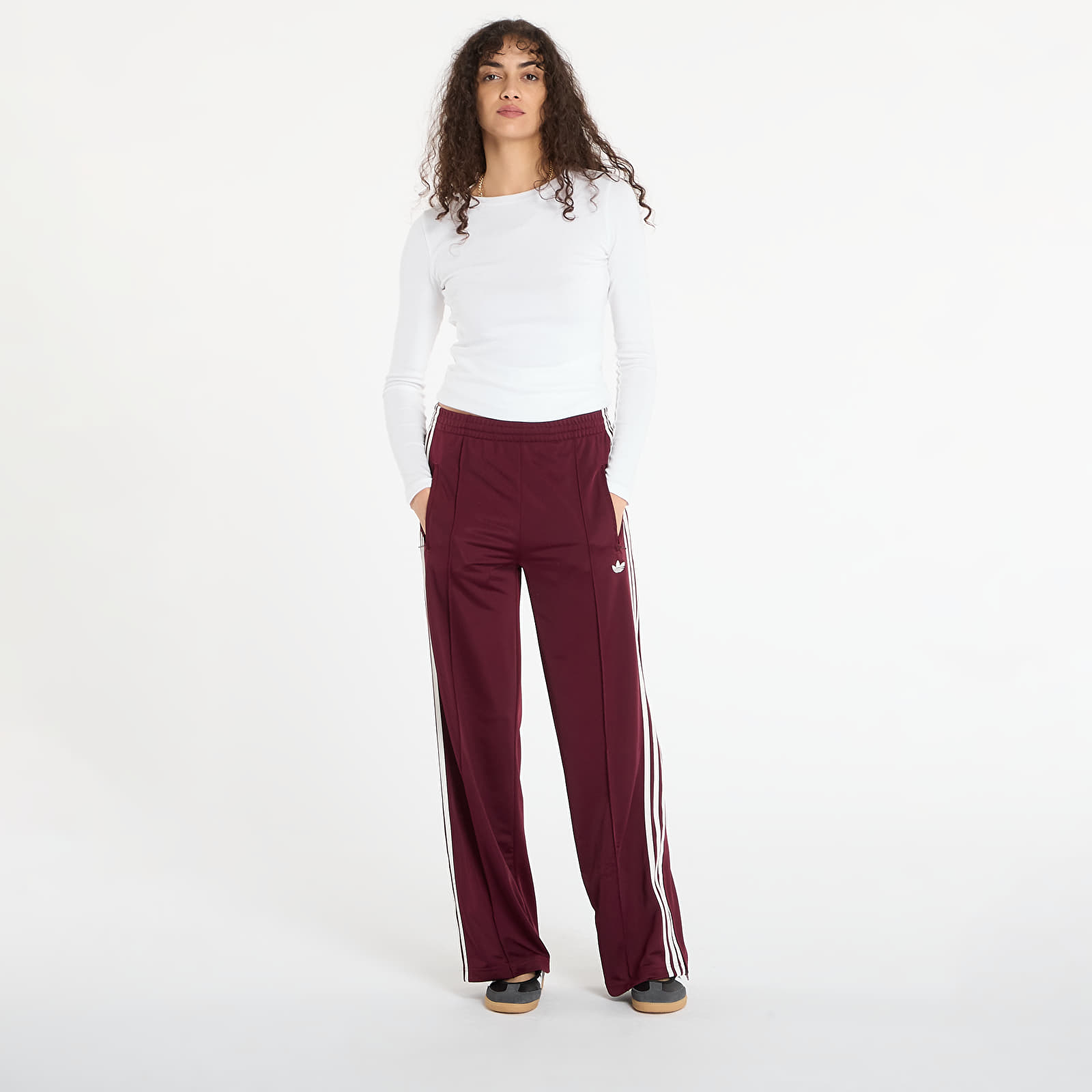 Naiste dressipüksid adidas Adicolor Classic Firebird Loose Track Tracksuit Bottoms Maroon