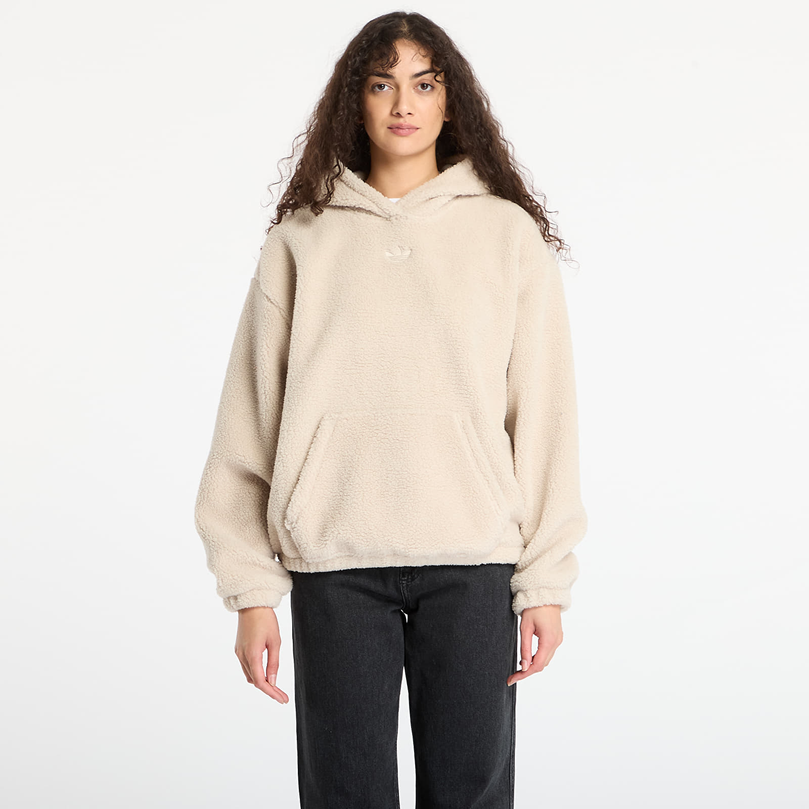 Ženski hoodiji adidas Essentials Teddy Hoodie Stone Khaki