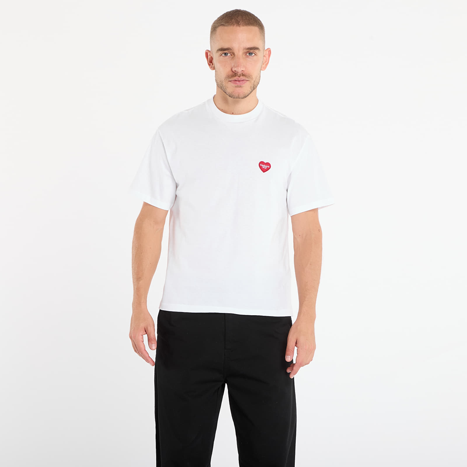 Pánská trička Carhartt WIP W' S/S Heart Patch T-Shirt UNISEX White/ Red
