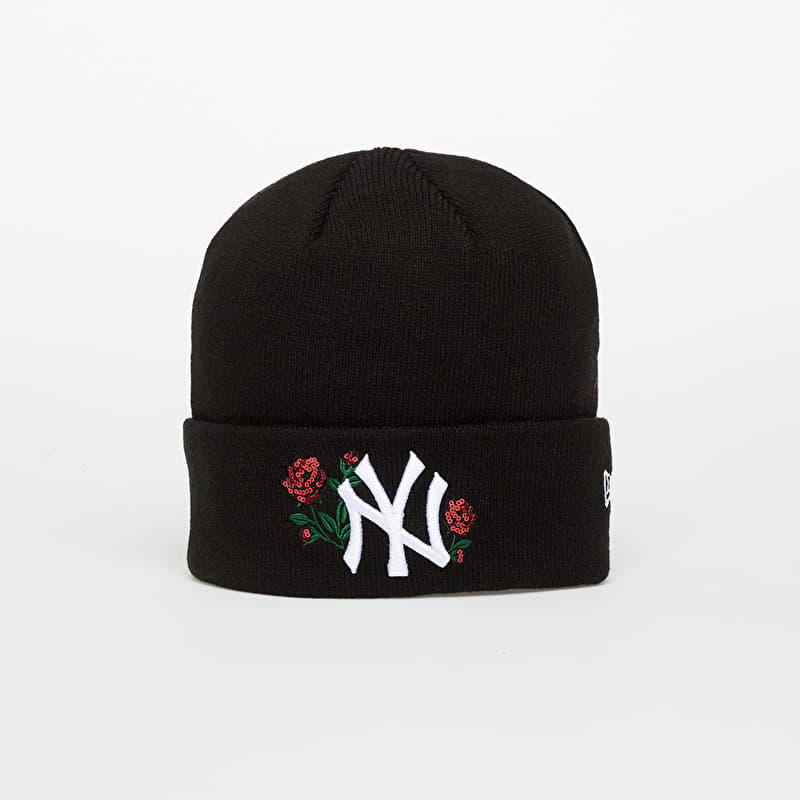New Era Knit Medium Wmns MLB Sequin Rose New York Yankees Beanie Black