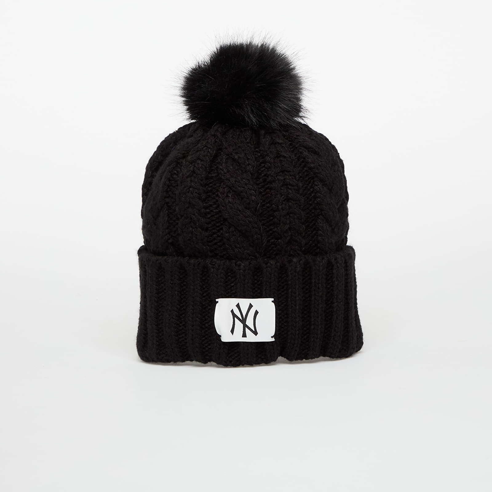 Chapéus New Era Knit Medium Wmns MLB Cable Wide Beanie New York Yankees Black