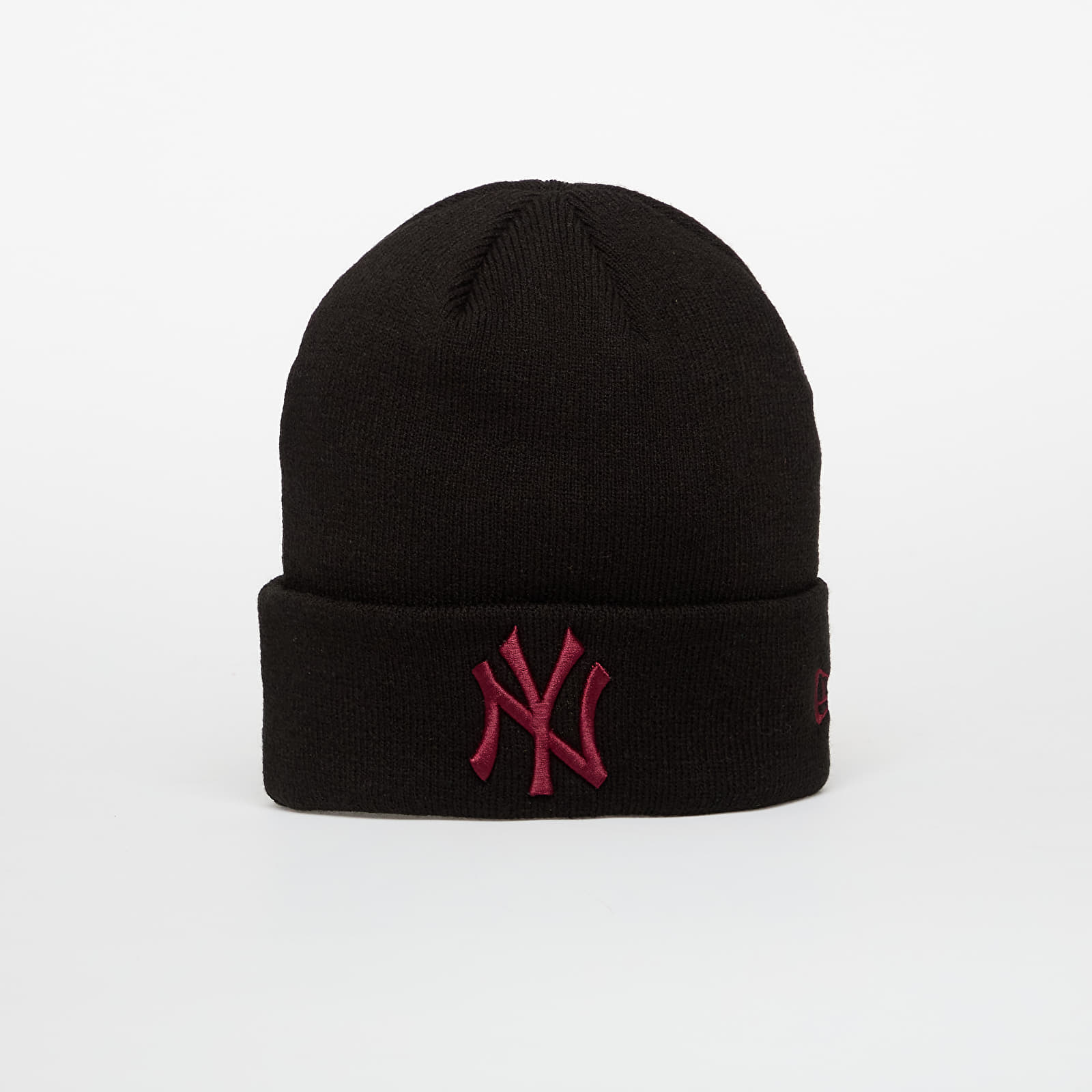 Chapéus New Era Knit Medium MLB League Essential Beanie New York Yankees Black/ Frosted Burgundy