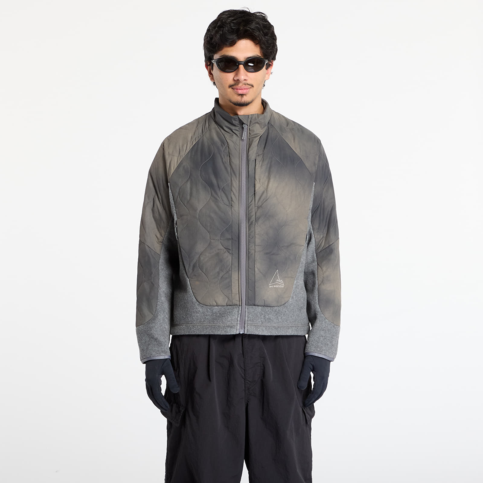 Kurtki męskie ROA x And Wander Quilted Fleece Jacket Grey