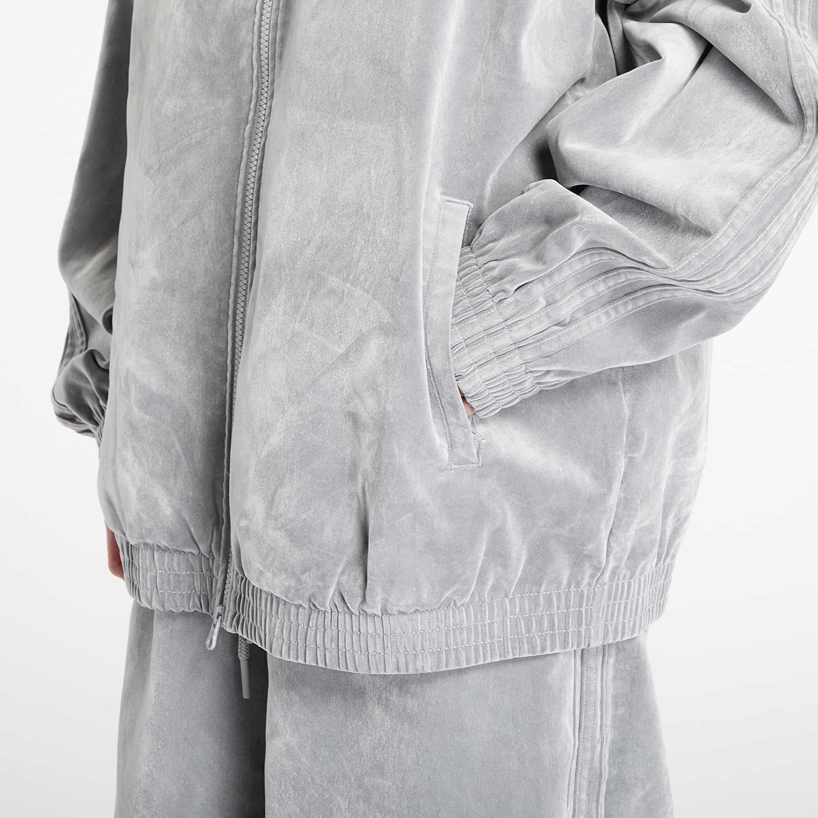 Joped adidas Brushed Twill Oversized Firebird Track Top Grey Two