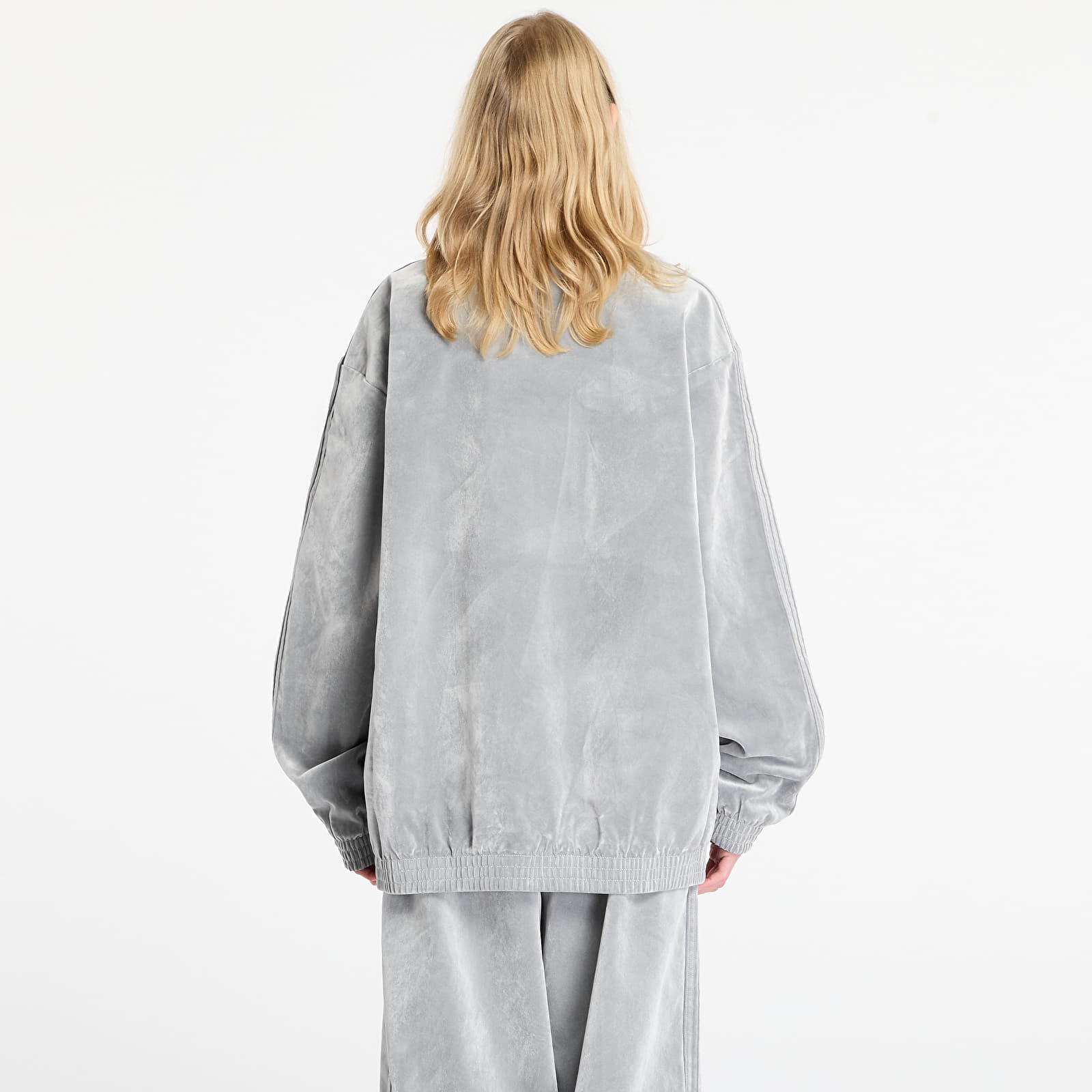 Joped adidas Brushed Twill Oversized Firebird Track Top Grey Two
