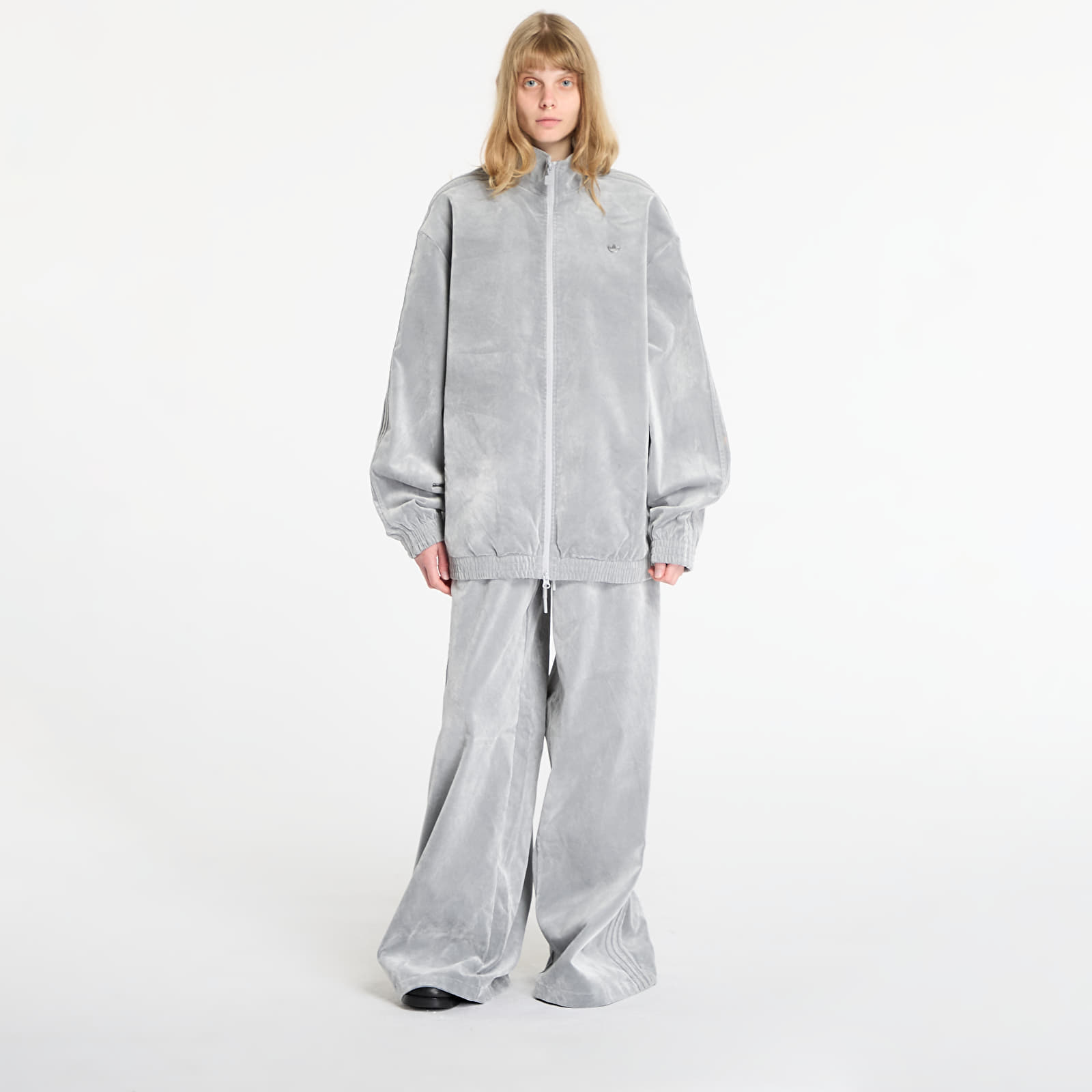 Joped adidas Brushed Twill Oversized Firebird Track Top Grey Two