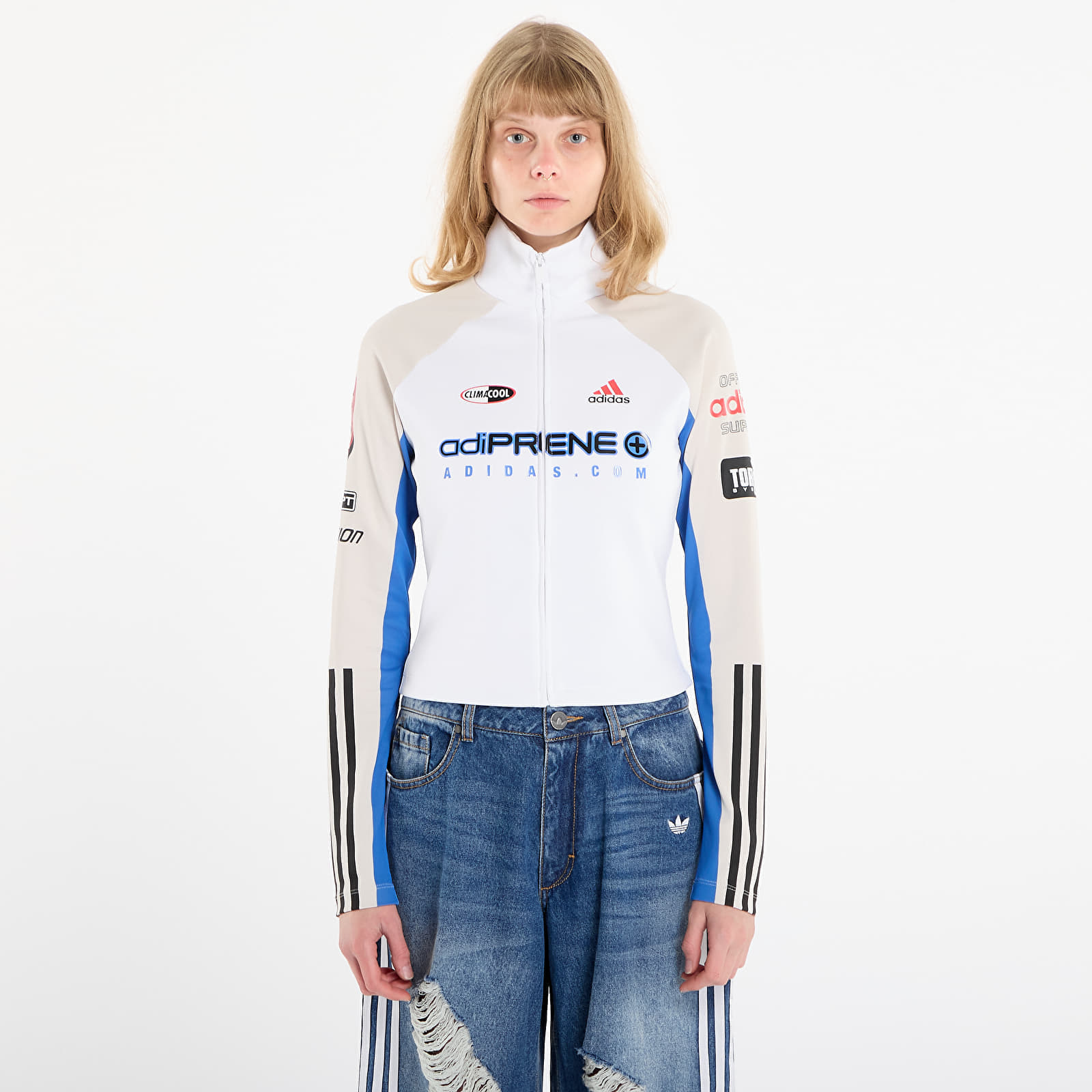 adidas Teamgeist Slim Full Zip Long-Sleeve Top White M