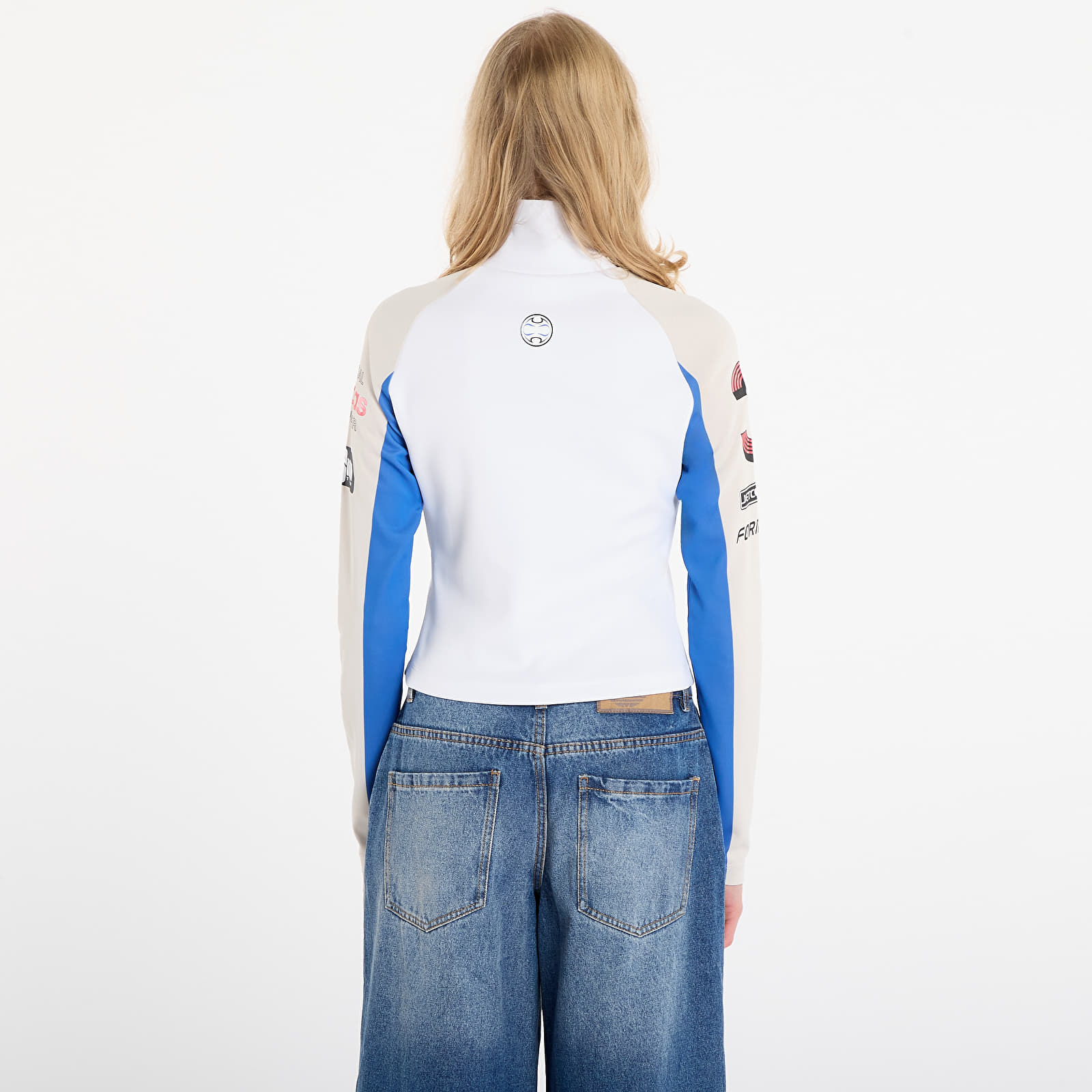 Naiste topsid adidas Teamgeist Slim Full Zip Long-Sleeve Top White