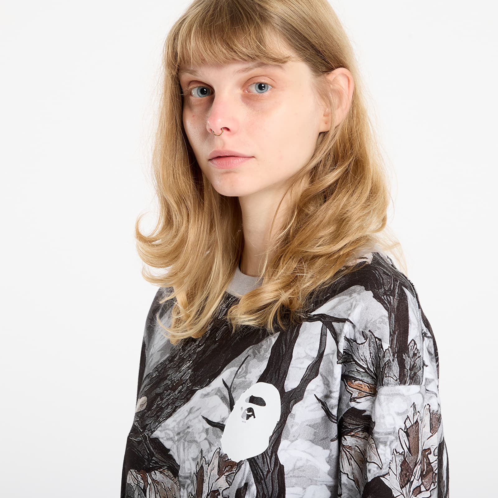 Vīriešu T-krekli A BATHING APE Tree Edge Camo Relaxed Fit Ls Tee UNISEX White