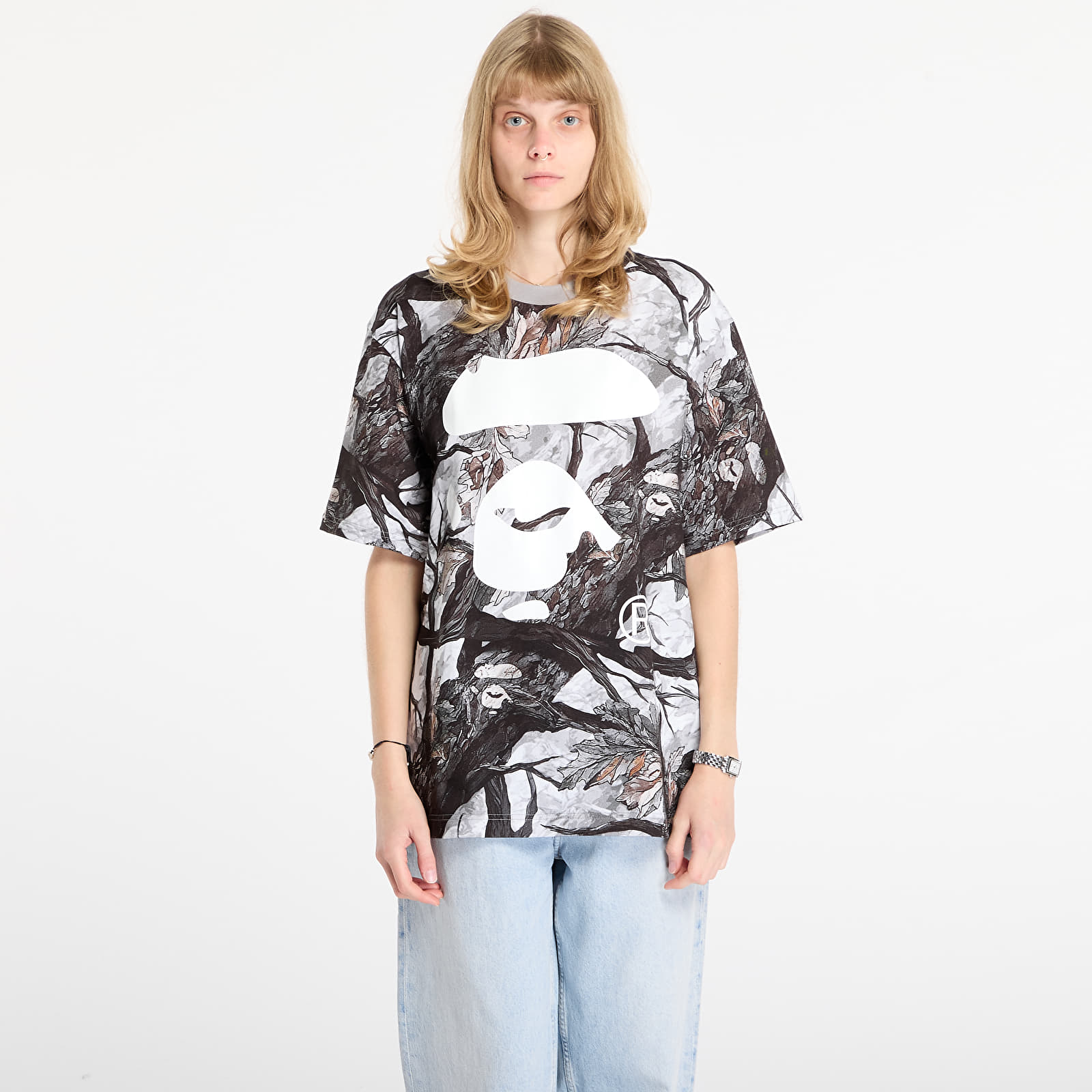 Vīriešu T-krekli A BATHING APE Tree Edge Camo Ape Face Relaxed Fit Tee UNISEX White