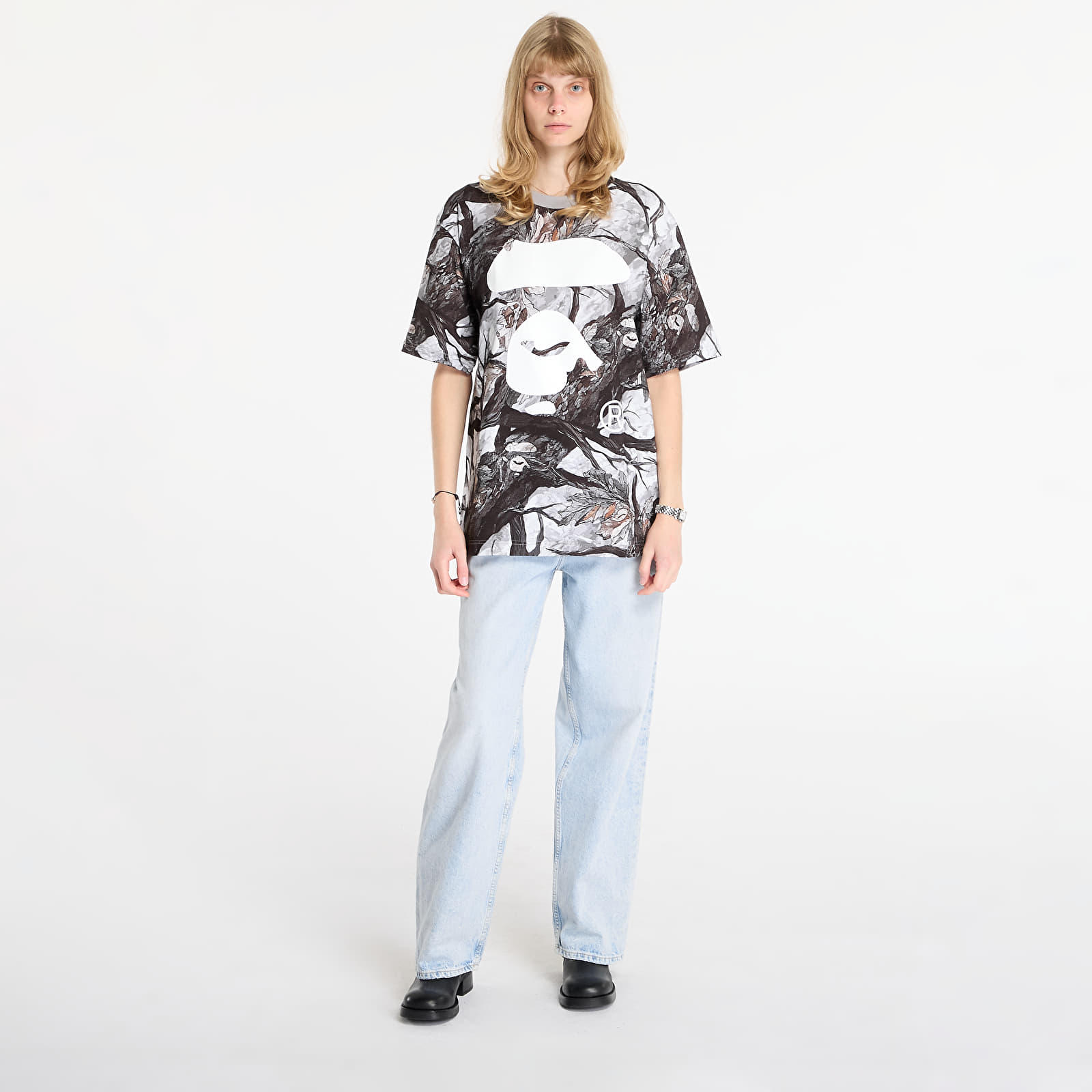 Vīriešu T-krekli A BATHING APE Tree Edge Camo Ape Face Relaxed Fit Tee UNISEX White
