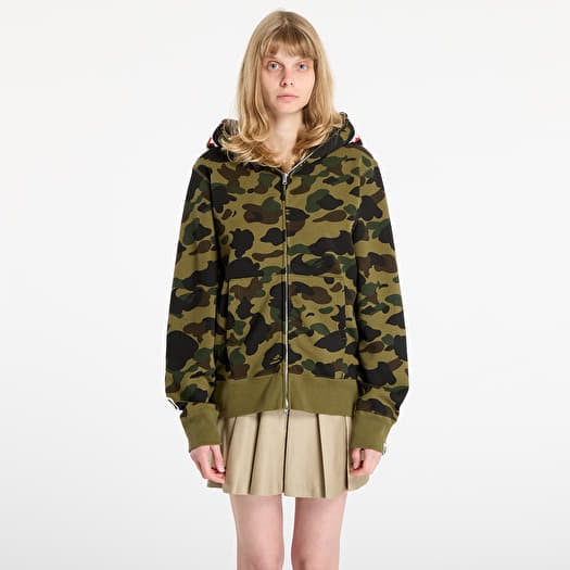 A BATHING APE 1St Camo Shark Full Zip Hoodie UNISEX Green