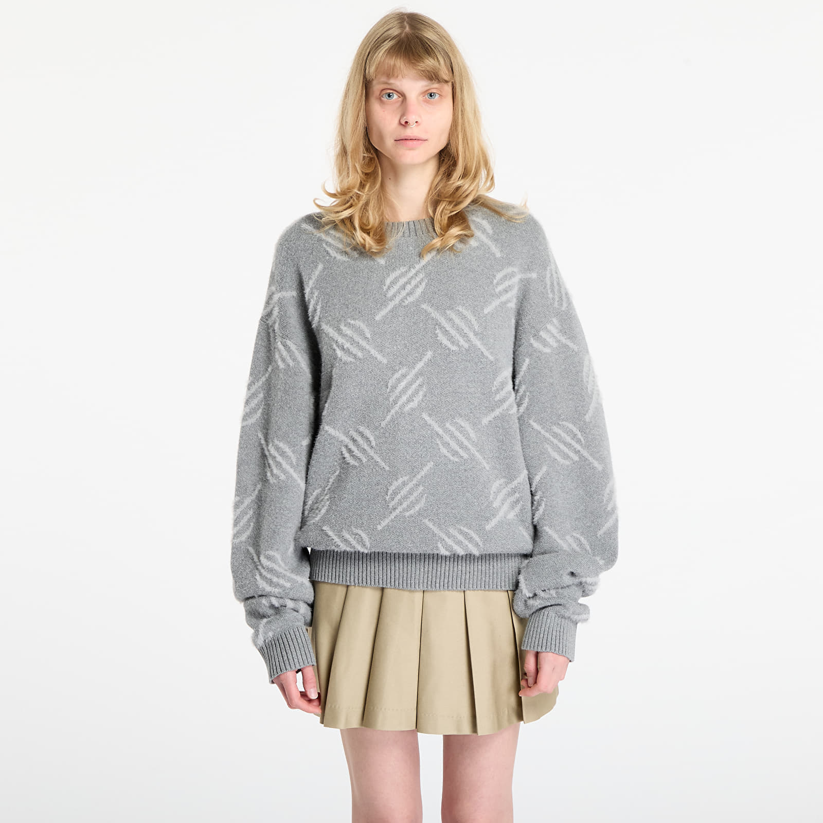 Pulover Daily Paper Tevin Monogram Knit Sweater Grey XS