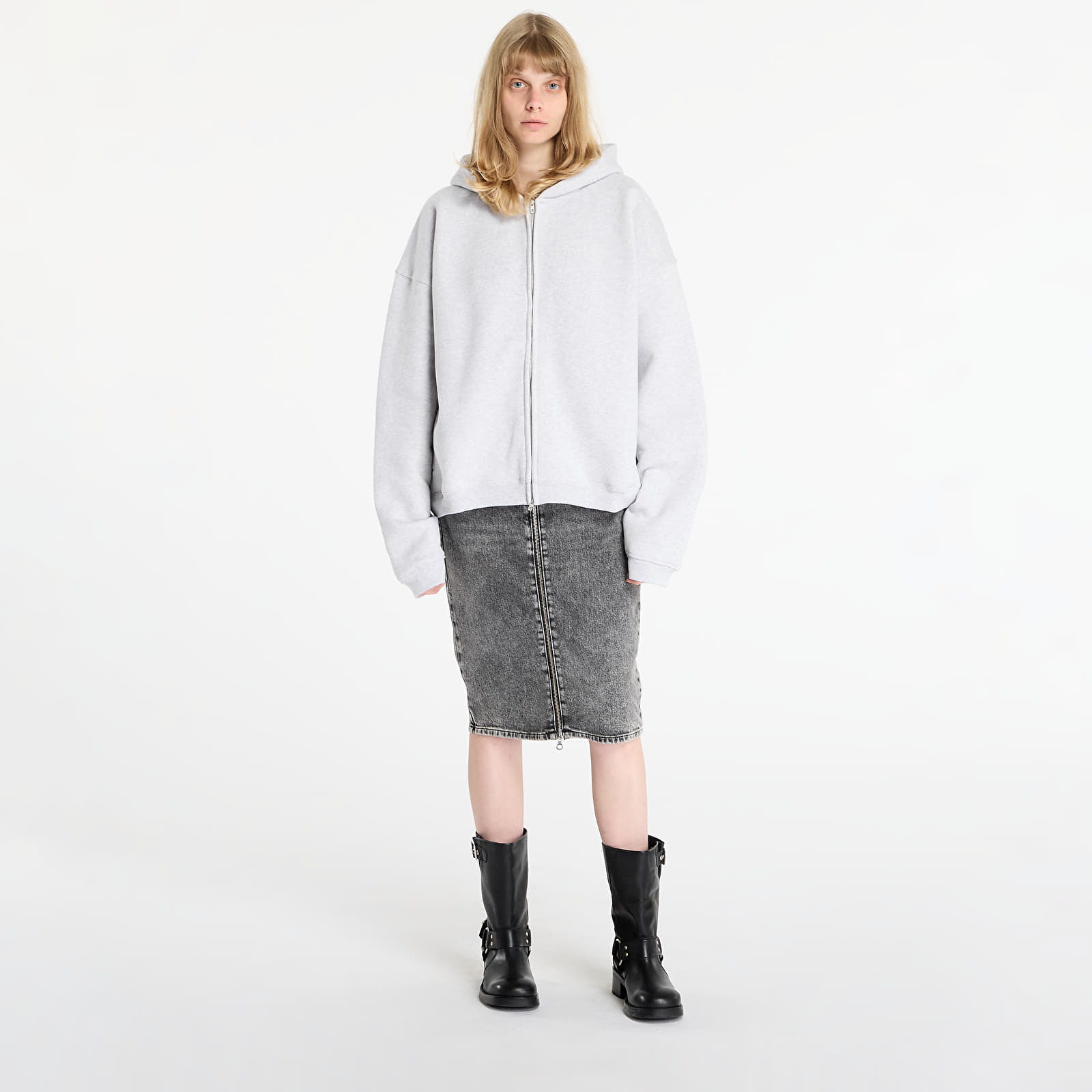 Meeste kapuutsiga dressid REPRESENT Initial Boxy Zip Hoodie UNISEX Ice Grey Marl