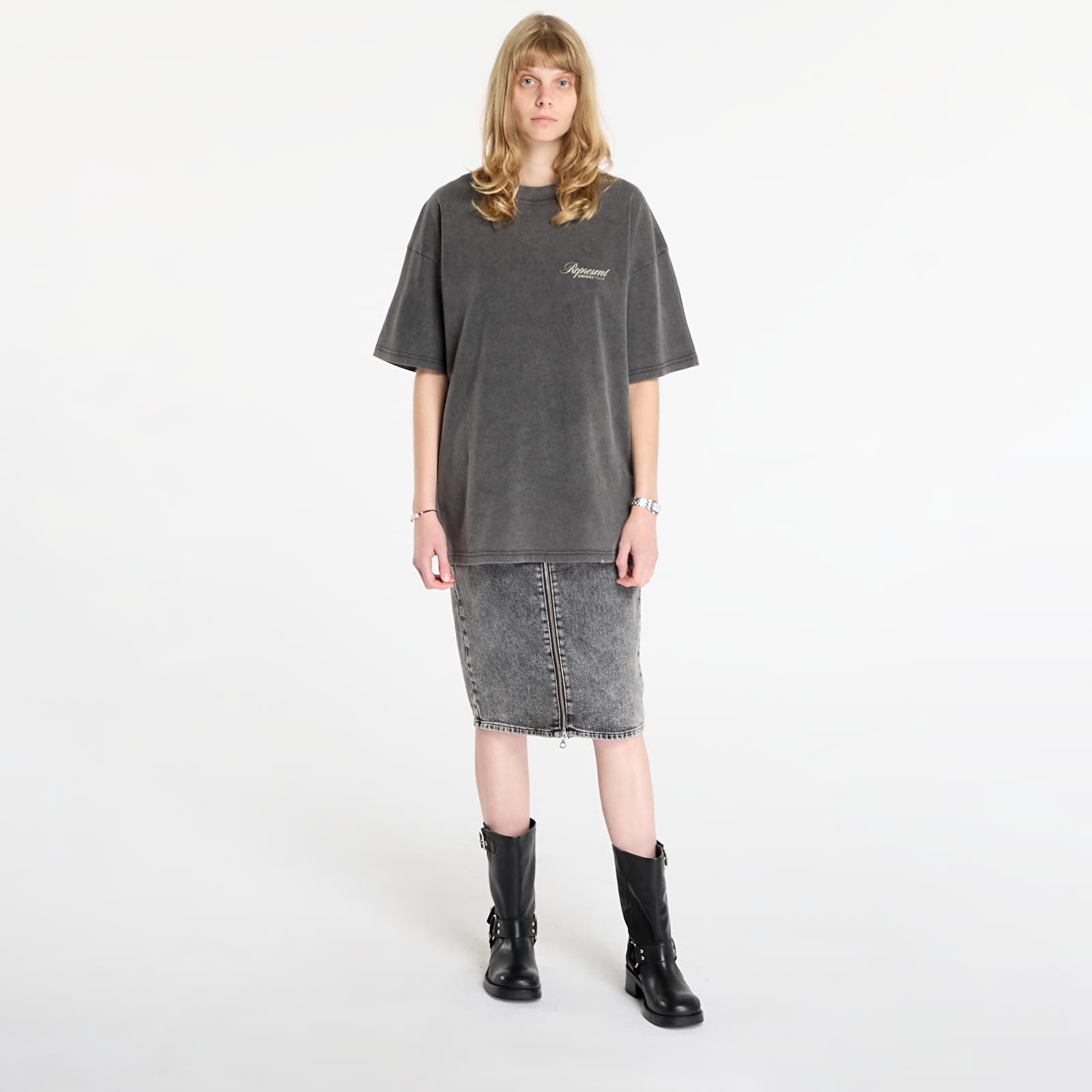 T-särgid REPRESENT Owners Club Script T-Shirt UNISEX Vintage Grey