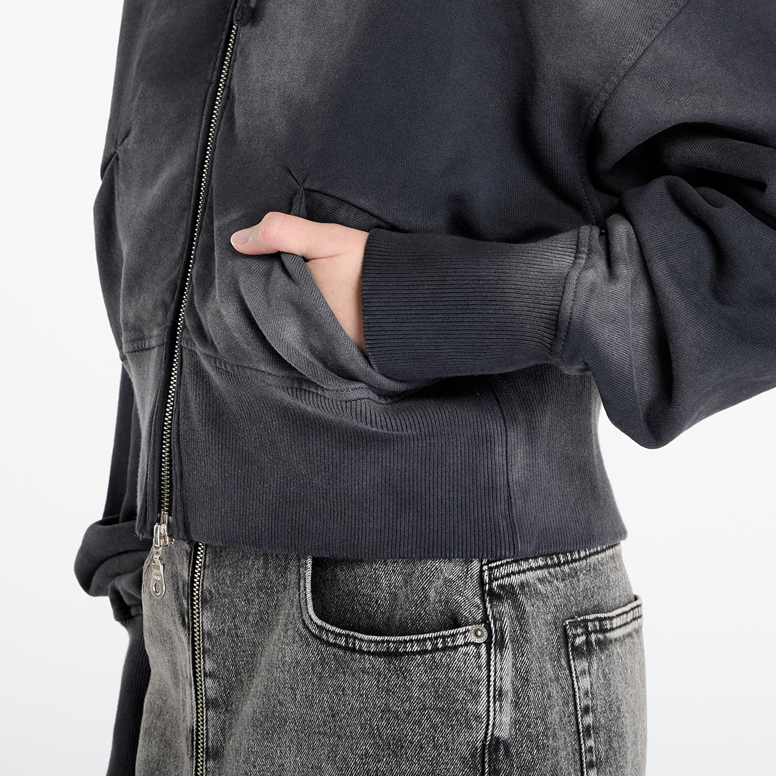 Kapuutsikud ja kampsunid Dime Cropped Zip Hoodie UNISEX Black Washed