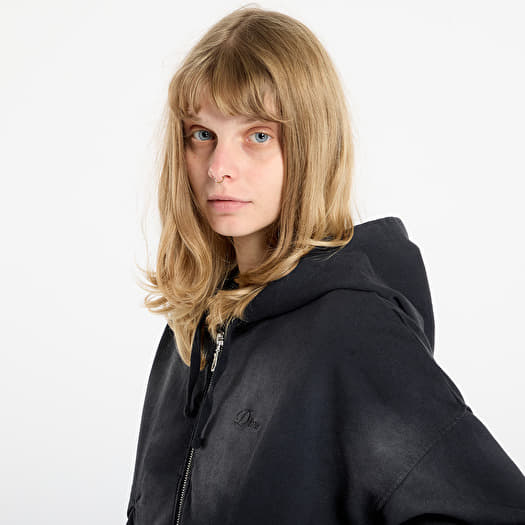 Dime Cropped Zip Hoodie UNISEX Black Washed | Footshop