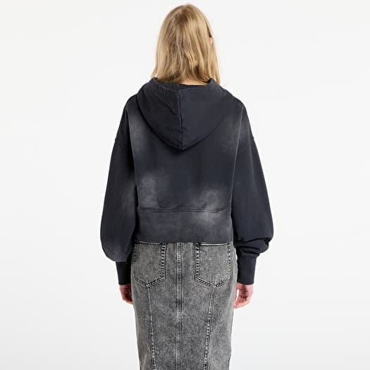 Dime Cropped Zip Hoodie UNISEX Black Washed | Footshop