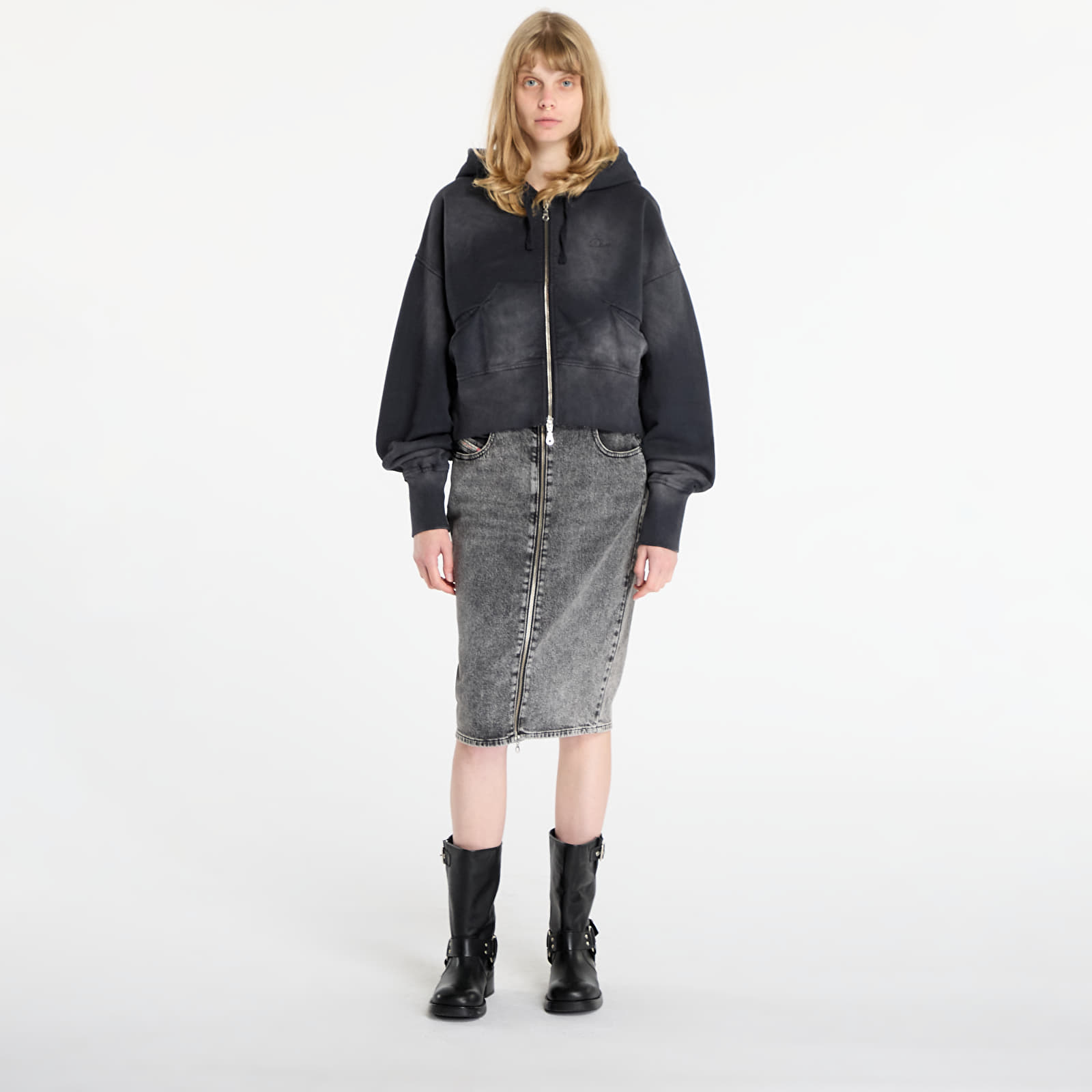 Kapuutsikud ja kampsunid Dime Cropped Zip Hoodie UNISEX Black Washed