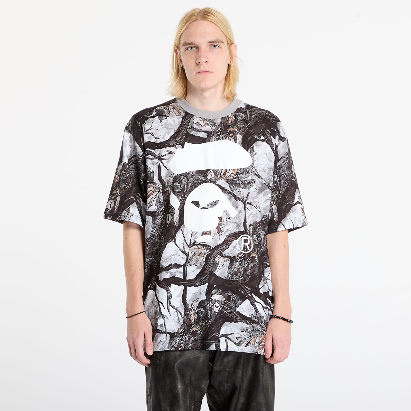 Vīriešu T-krekli A BATHING APE Tree Edge Camo Ape Face Relaxed Fit Tee UNISEX White