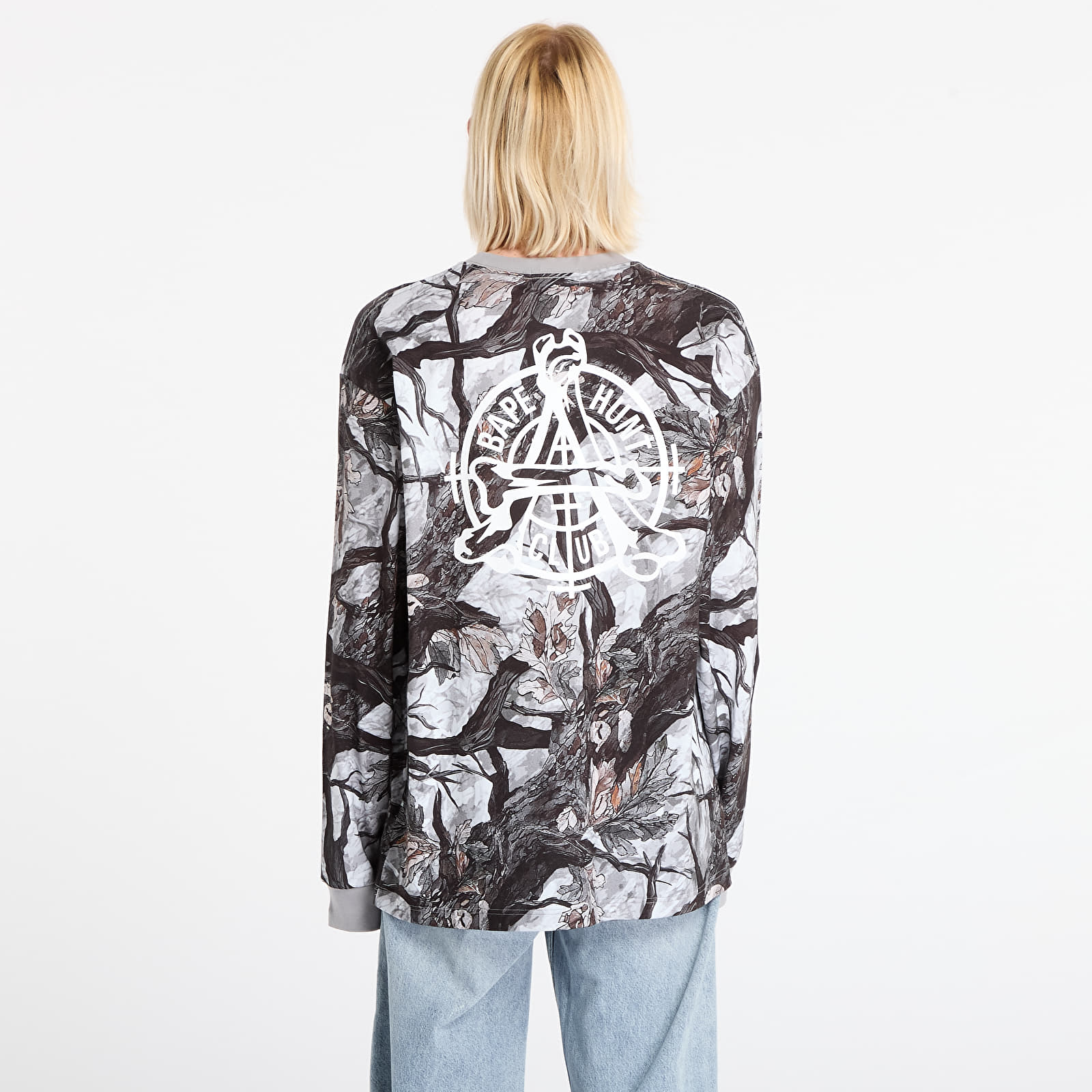 Vīriešu T-krekli A BATHING APE Tree Edge Camo Relaxed Fit Ls Tee UNISEX White