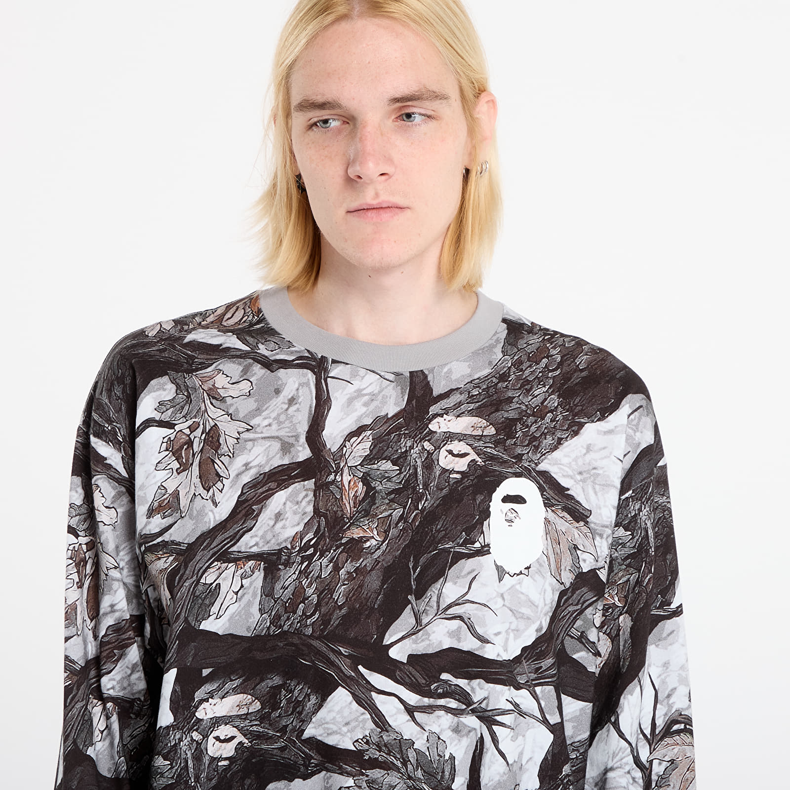 Vīriešu T-krekli A BATHING APE Tree Edge Camo Relaxed Fit Ls Tee UNISEX White
