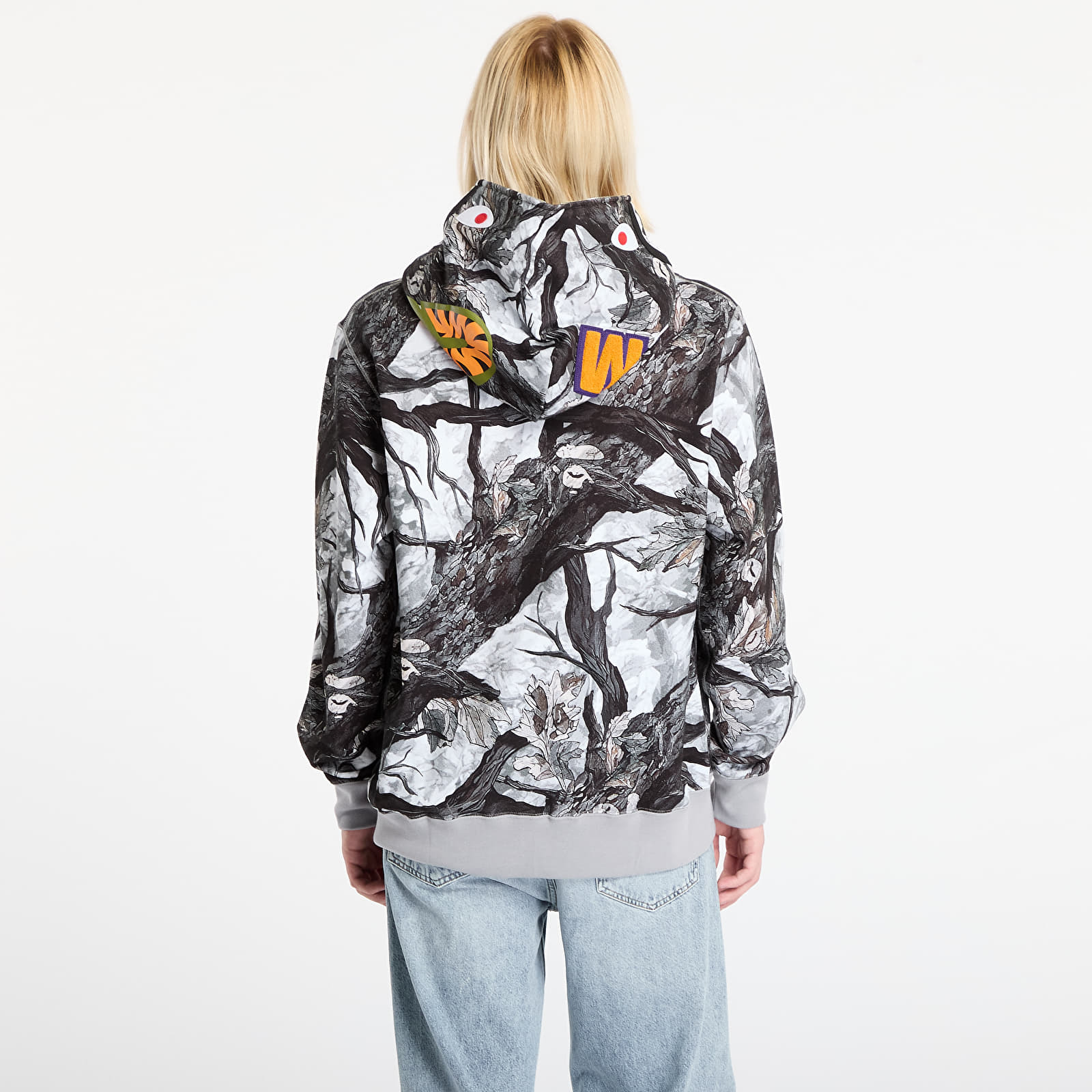 Casacos com capuz para homem A BATHING APE Tree Edge Camo Shark Relaxed Fit Full Zip Hoodie UNISEX White