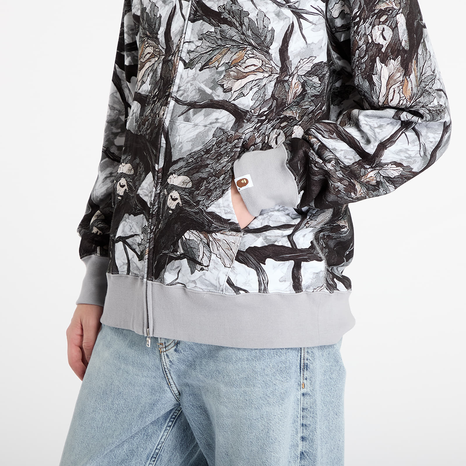 Casacos com capuz para homem A BATHING APE Tree Edge Camo Shark Relaxed Fit Full Zip Hoodie UNISEX White