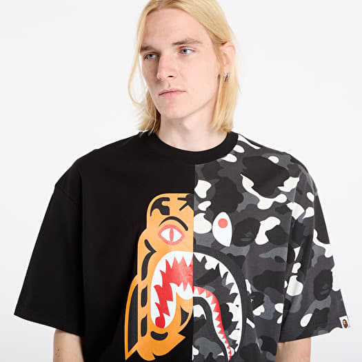 A BATHING APE City Camo Tiger Shark Relaxed Fit Tee UNISEX Black