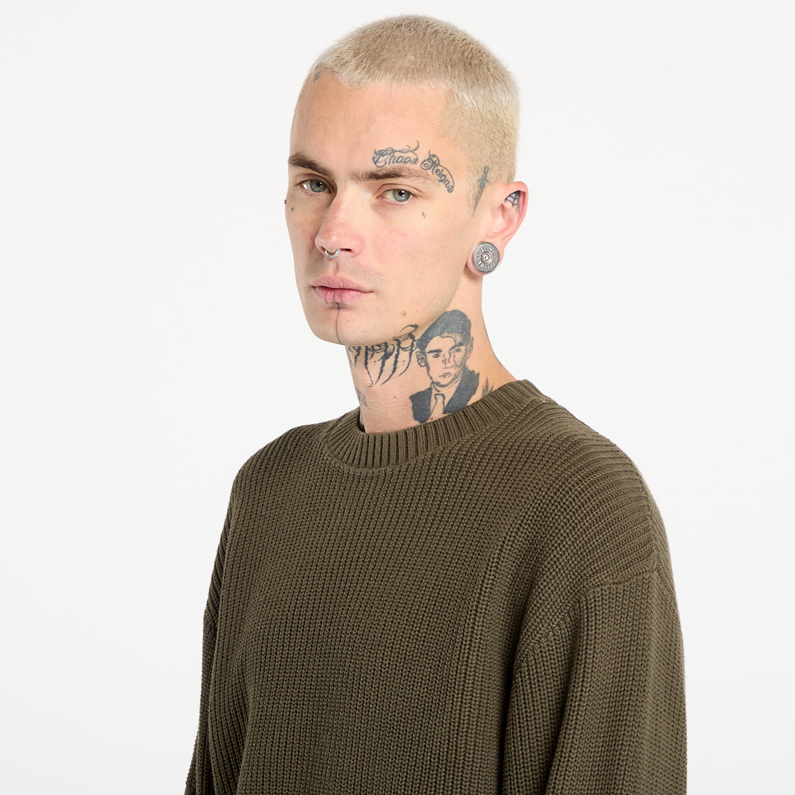 Pleteni puloverji  Daily Paper Band Knit Sweater UNISEX Rosin Green