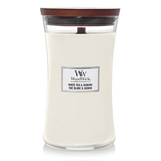 Woodwick Large Hourglass Candle White Tea & Jasmine