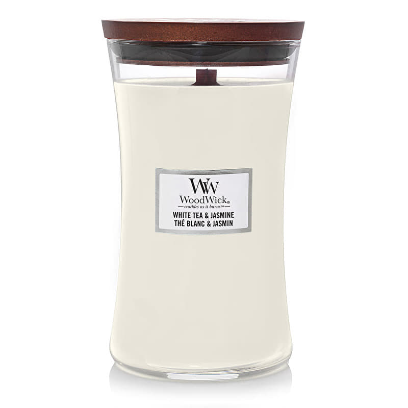 Woodwick Large Hourglass Candle White Tea & Jasmine