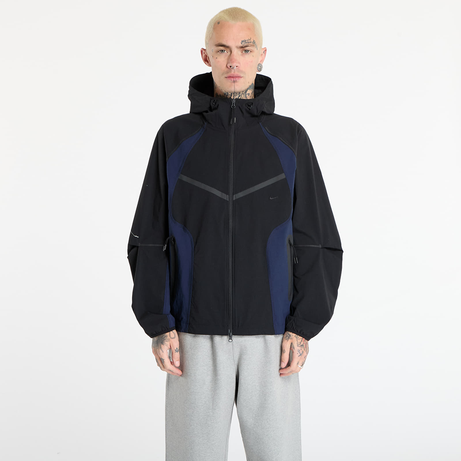 Jacken Nike Tech Men's Dri-FIT Woven Color-Block Windrunner Loose Jacket Black/ Obsidian/ Black