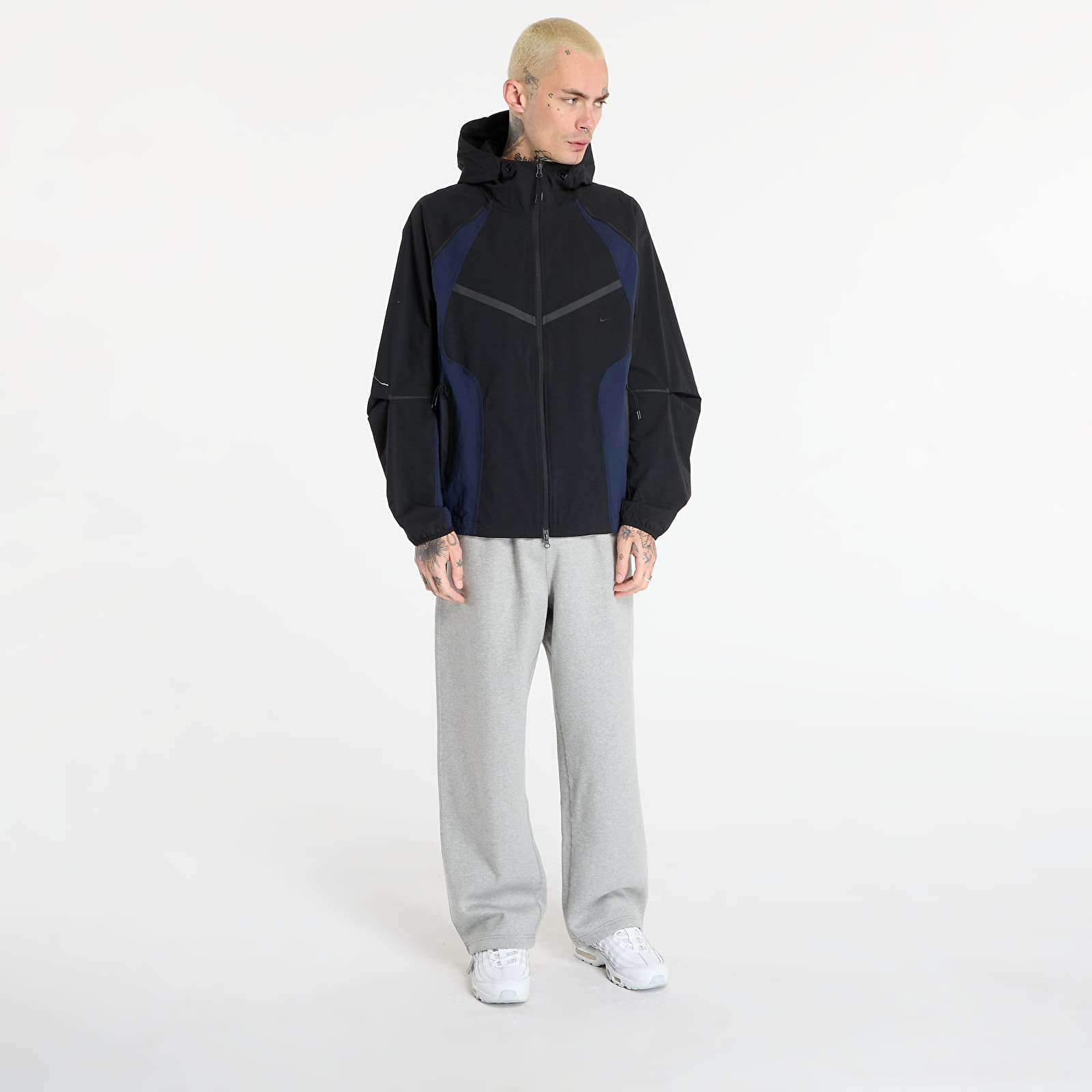 Jacken Nike Tech Men's Dri-FIT Woven Color-Block Windrunner Loose Jacket Black/ Obsidian/ Black