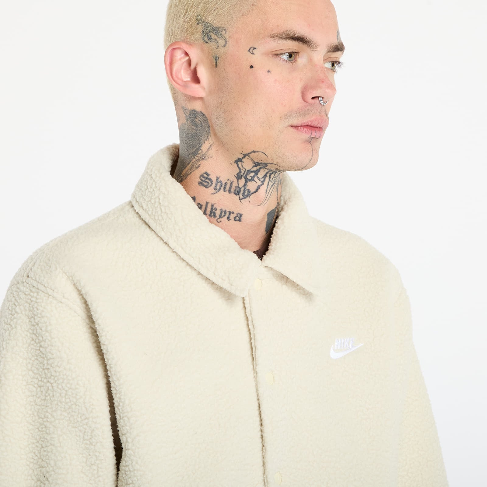 Takit Nike Sportswear Club Men's High-Pile Fleece Coaches Jacket Lt Khaki/ White