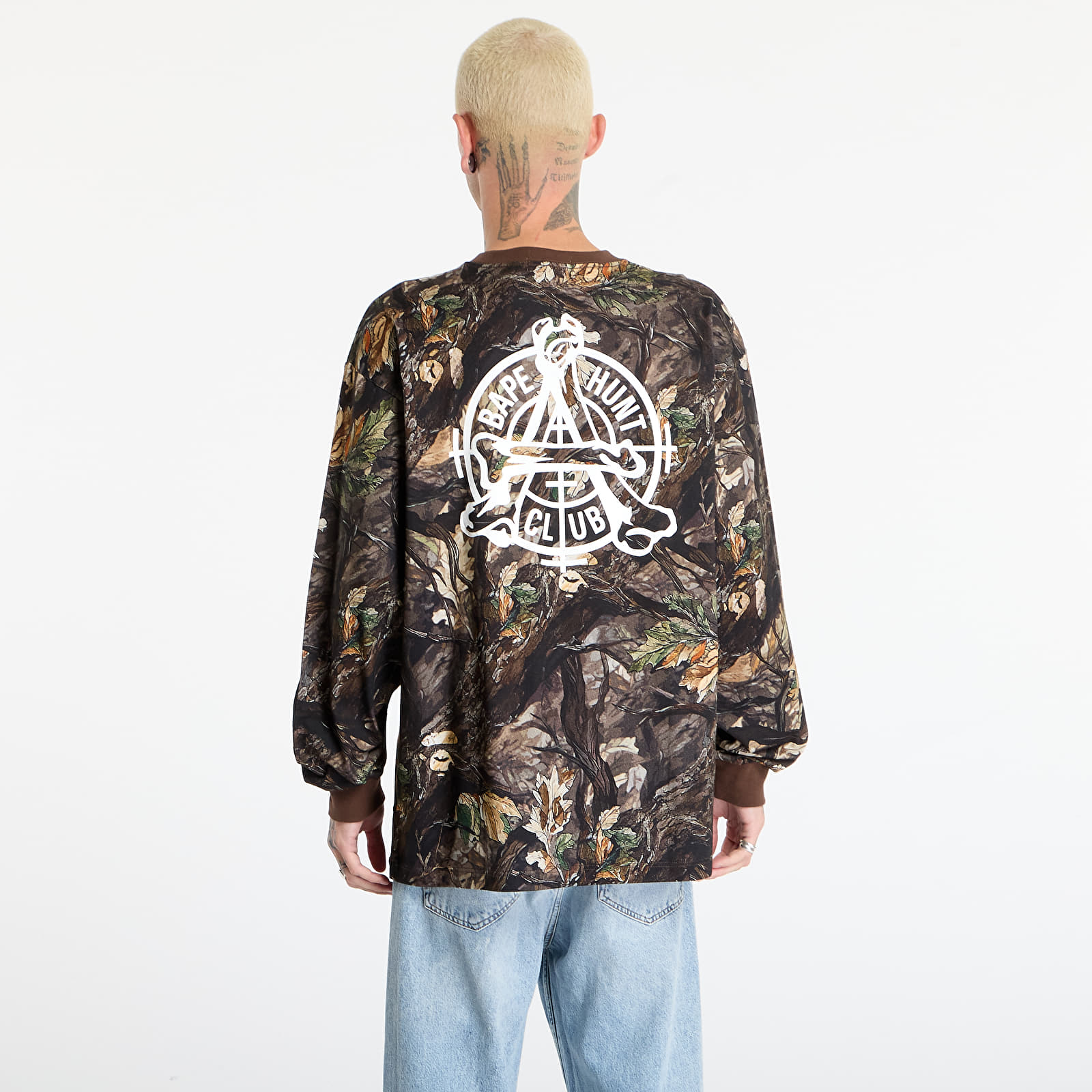 T-skjorter for menn A BATHING APE Tree Edge Camo Relaxed Fit Ls Tee UNISEX Brown