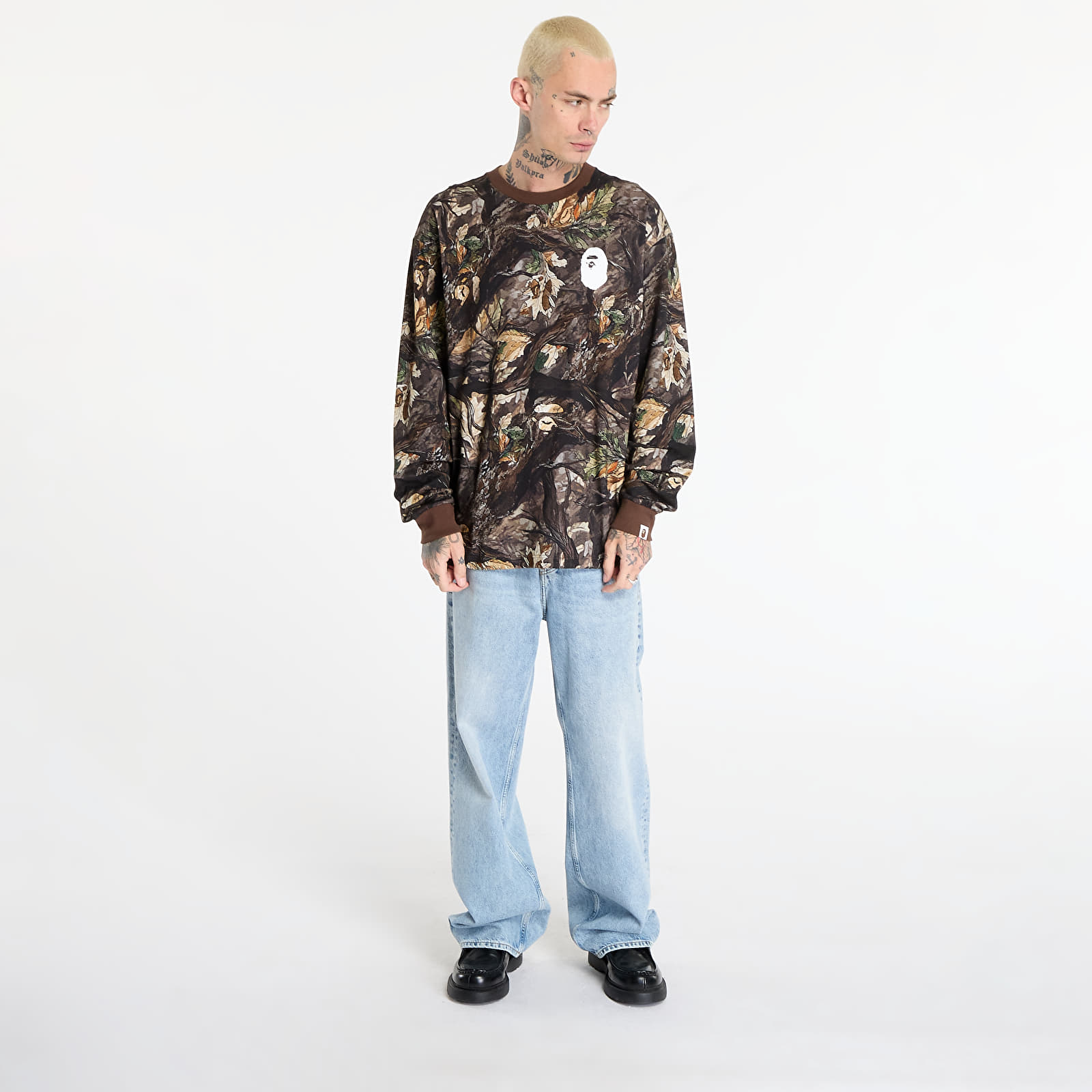 T-skjorter for menn A BATHING APE Tree Edge Camo Relaxed Fit Ls Tee UNISEX Brown