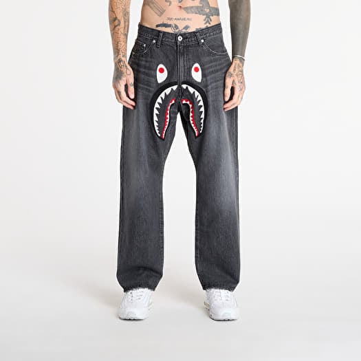 A BATHING APE Shark Loose Fit 13 Oz Denim Pants UNISEX Black