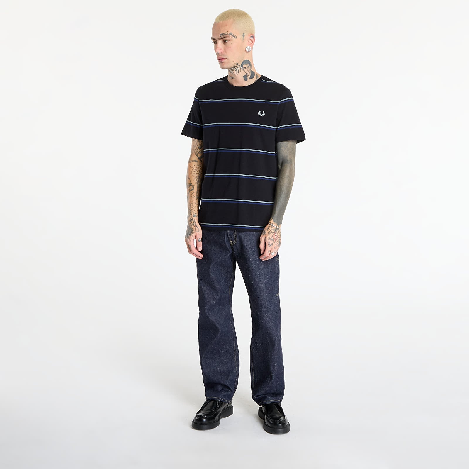 Тениски FRED PERRY Fine Stripe T-Shirt Black