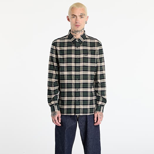 Hemd FRED PERRY Brushed Twill Tartan Shirt Court Green