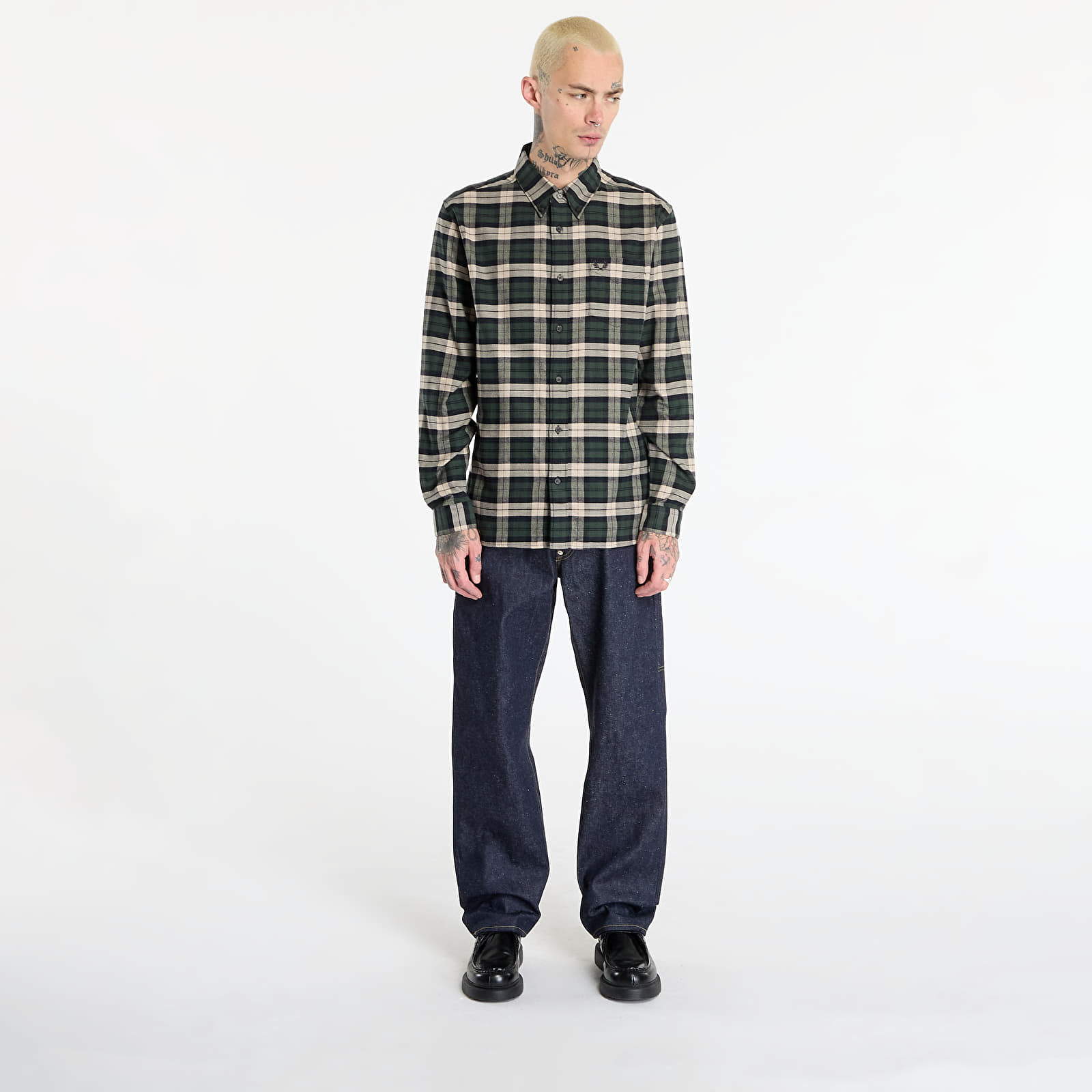 Särgid FRED PERRY Brushed Twill Tartan Shirt Court Green