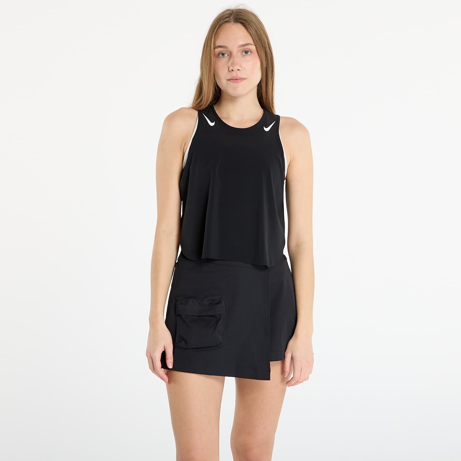 Women's tank tops Nike AeroSwift Women's Dri-FIT ADV Cropped Running Tank Top Black/ White