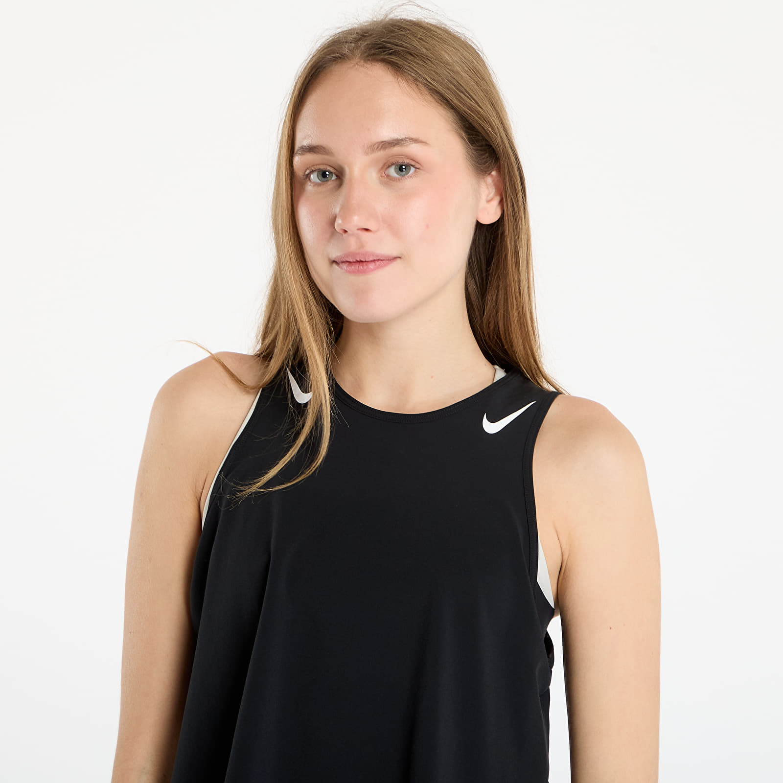 Women's tank tops Nike AeroSwift Women's Dri-FIT ADV Cropped Running Tank Top Black/ White