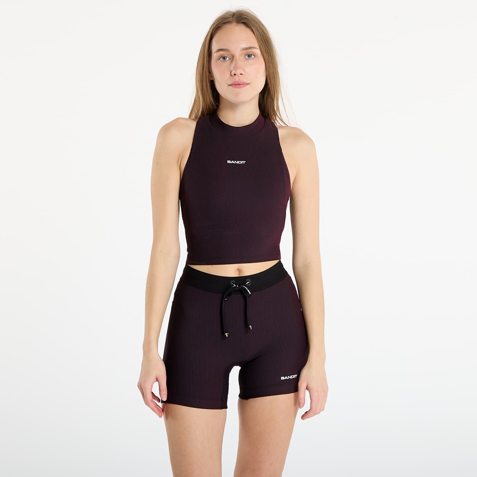 Bandit Striped Cadence™ Mockneck Halter Race Crop Black/ Fig S